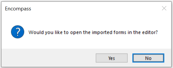 Open imported forms dialog